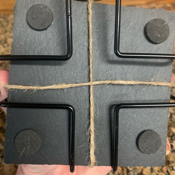 Genuine Slate Stone Coasters . Brand New 💎 with holder Set of 6 - Picture 3 of 3